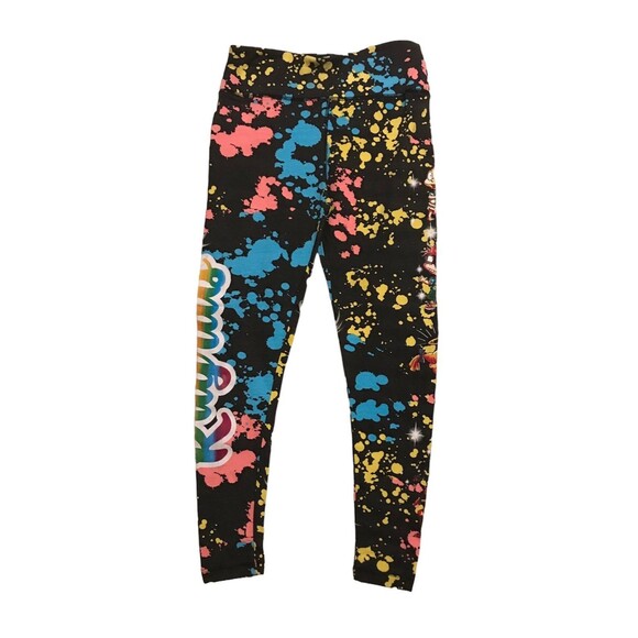Nickelodeon paint splatter Rugrats Leggings size small Black Retro New - Picture 1 of 5